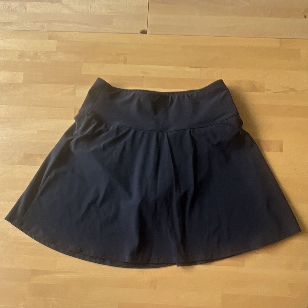L.L.Bean Women’s swim Athletic Skort Pull-On Elastic Waist Solid black 10 Reg